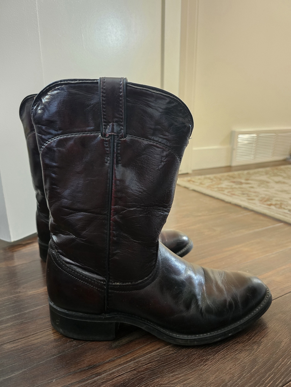 Laredo Men's Dark Cherry Leather Western Pull-On Boots
